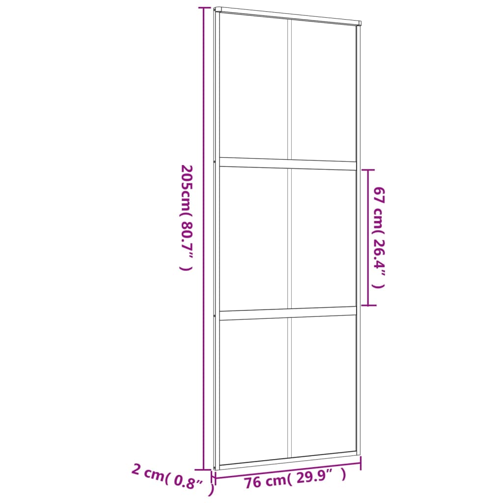 Schiebetür En 76X205 Cm Esg-Klarglas Und Aluminium