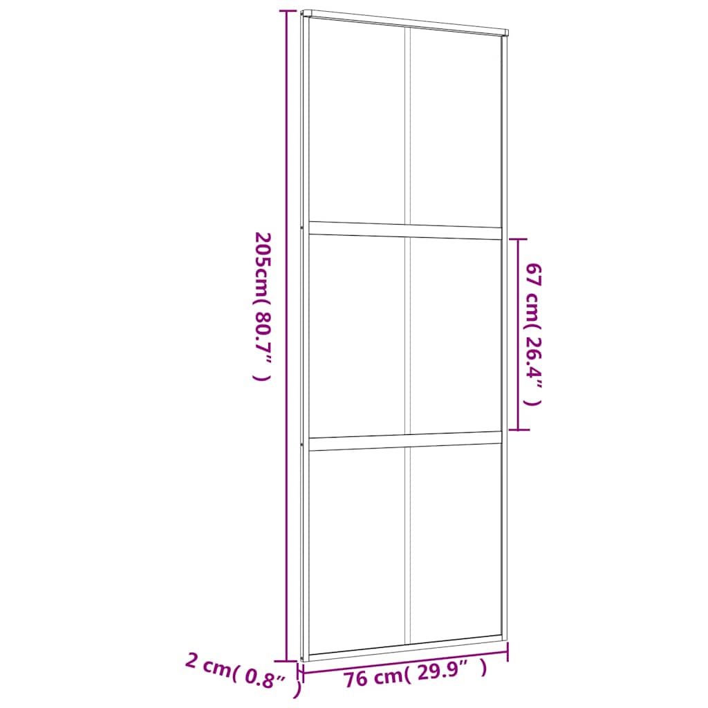 Schiebetür En 76X205 Cm Esg-Klarglas Und Aluminium