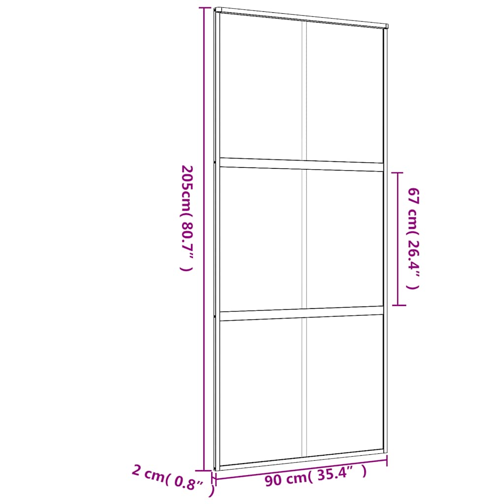 Schiebetür En 90X205 Cm Esg-Klarglas Und Aluminium