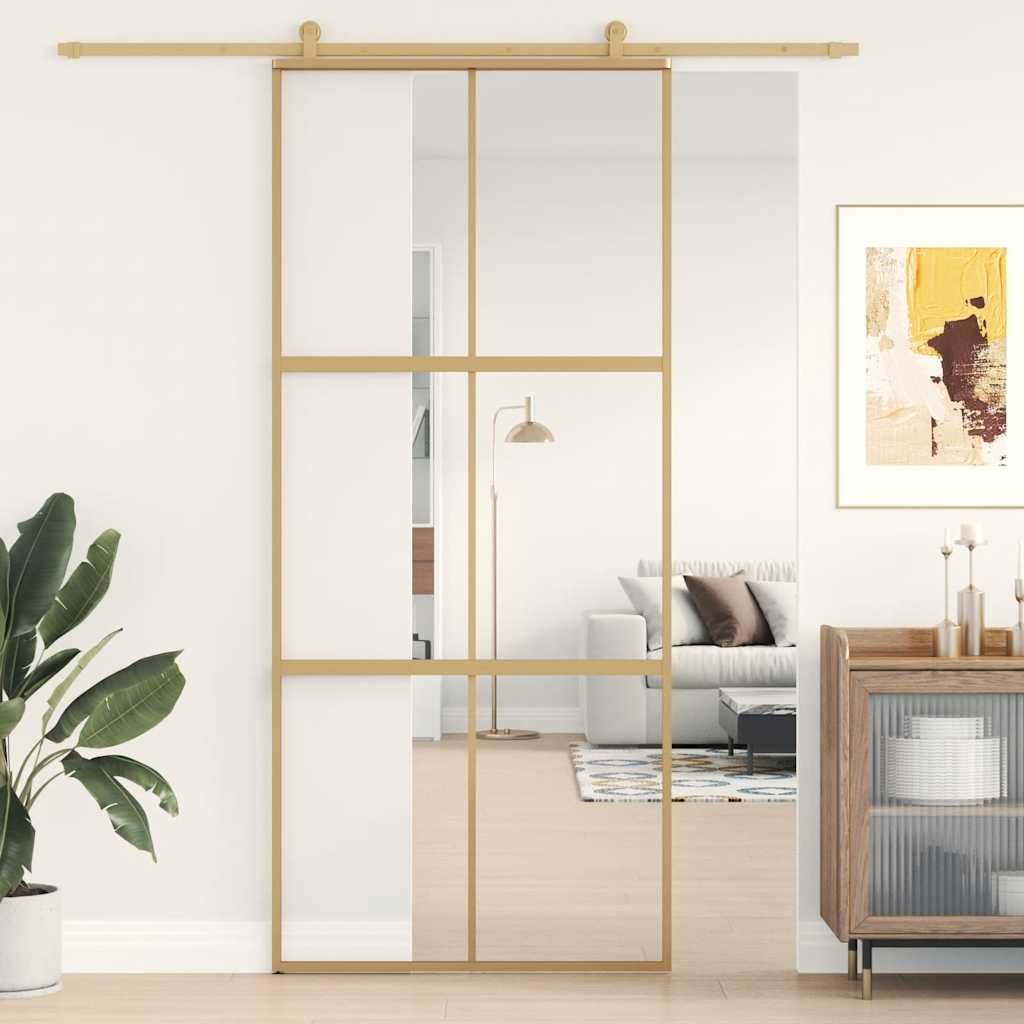 Schiebetür En 90X205 Cm Esg-Klarglas Und Aluminium