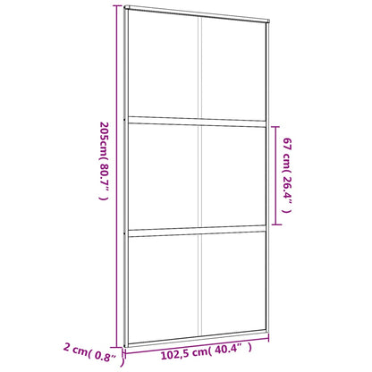 Schiebetür En 102,5X205 Cm Esg-Klarglas Und Aluminium