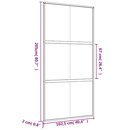 Schiebetür En 102,5X205 Cm Esg-Klarglas Und Aluminium