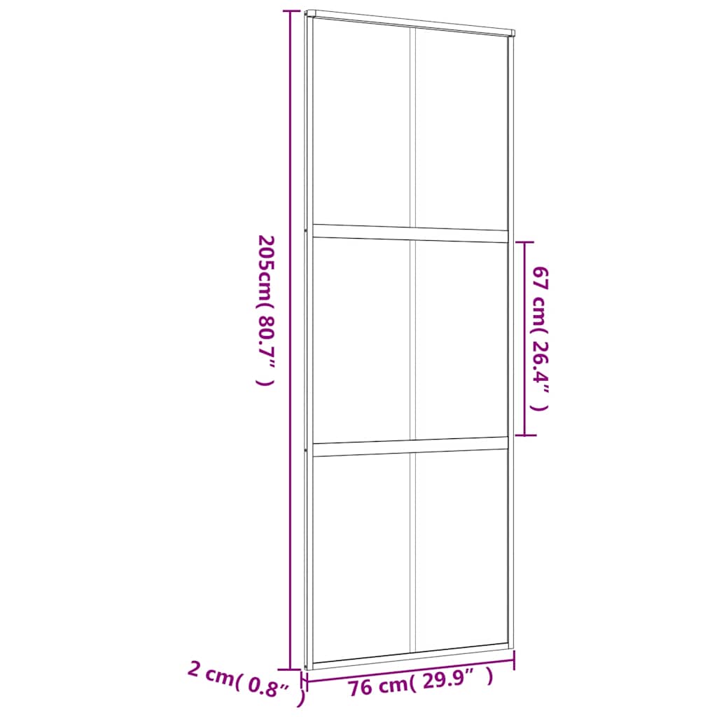Schiebetür Golden 76X205 Cm Matt Esg-Glas Und Aluminium