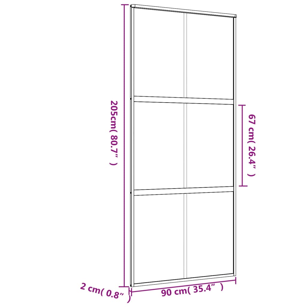 Schiebetür Golden 90X205 Cm Matt Esg-Glas Und Aluminium
