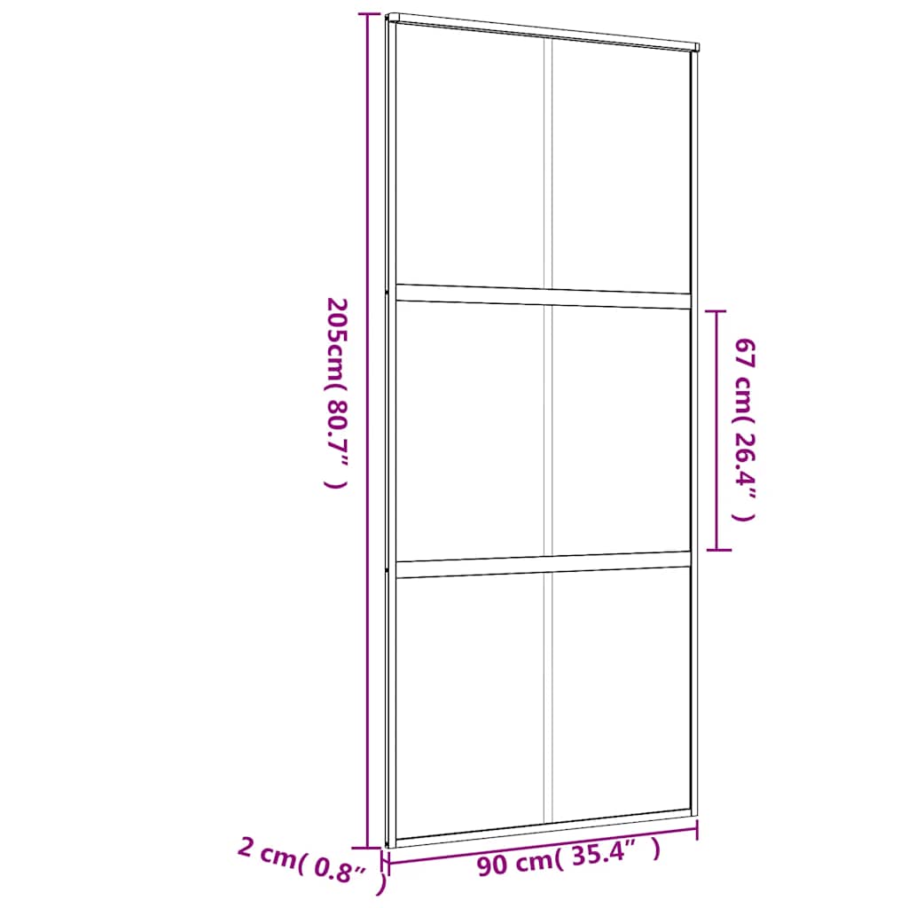 Schiebetür Golden 90X205 Cm Matt Esg-Glas Und Aluminium