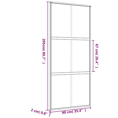 Schiebetür Golden 90X205 Cm Matt Esg-Glas Und Aluminium