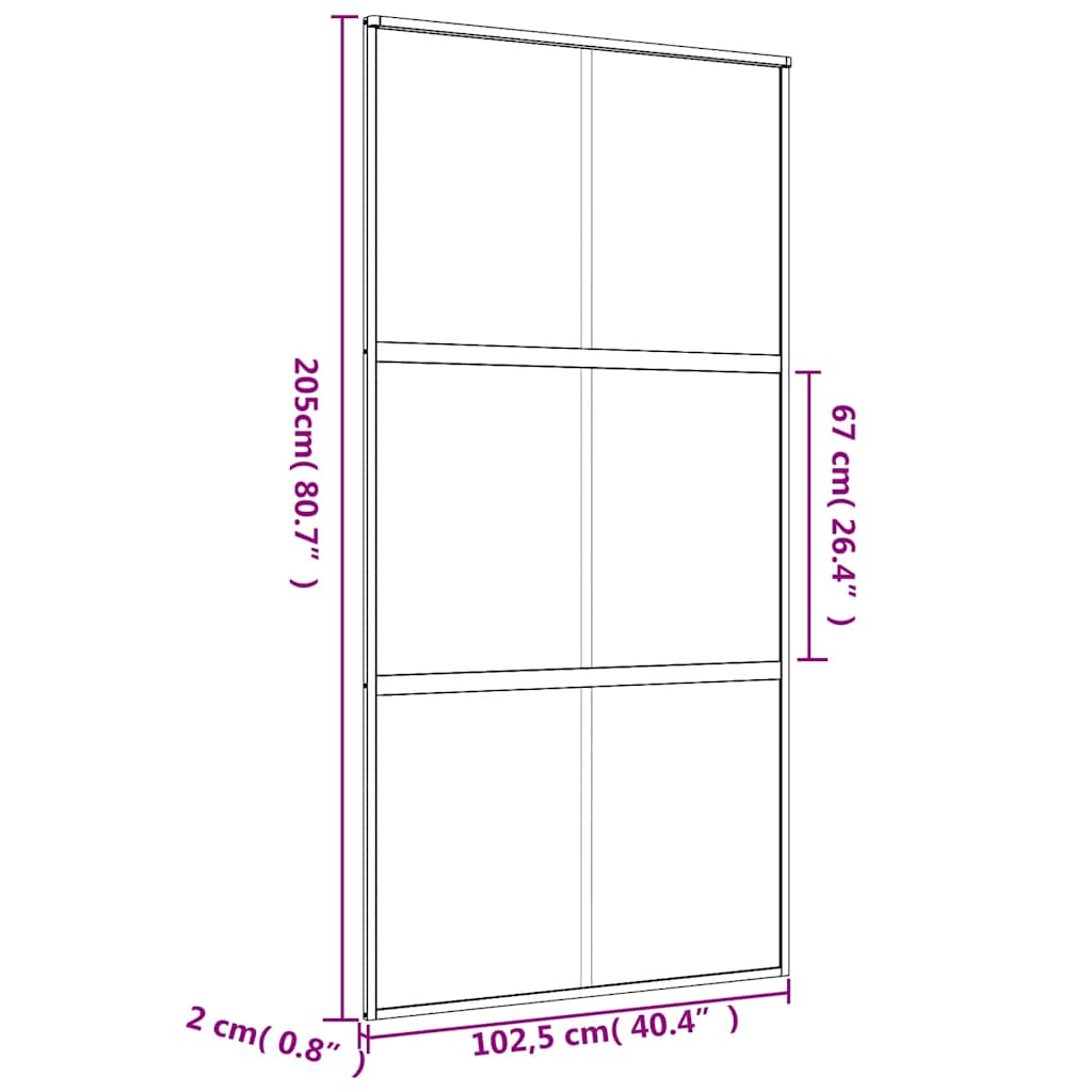 Schiebetür Golden 102,5X205 Cm Matt Esg-Glas Und Aluminium