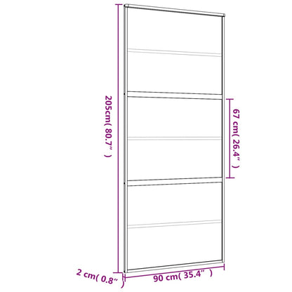 Schiebetür En 90X205 Cm Esg-Klarglas Und Aluminium