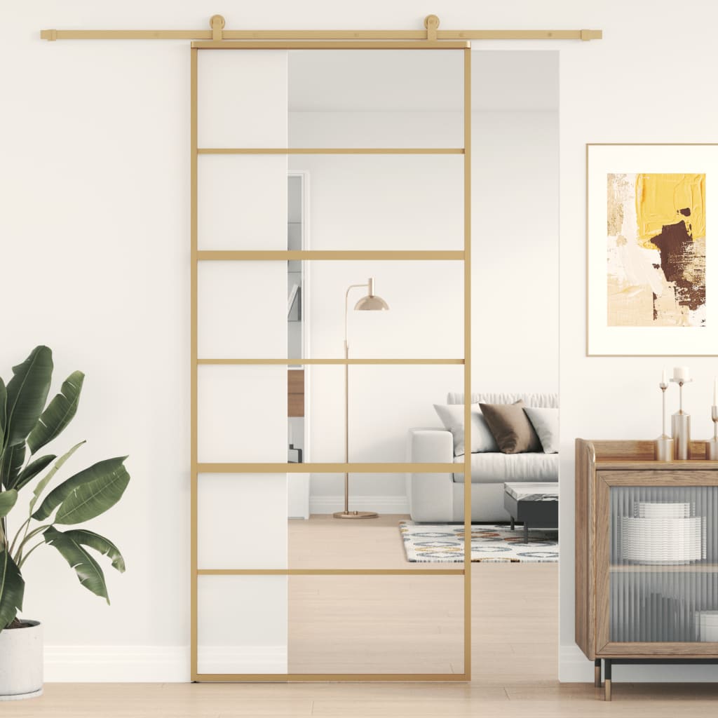 Schiebetür En 90X205 Cm Esg-Klarglas Und Aluminium