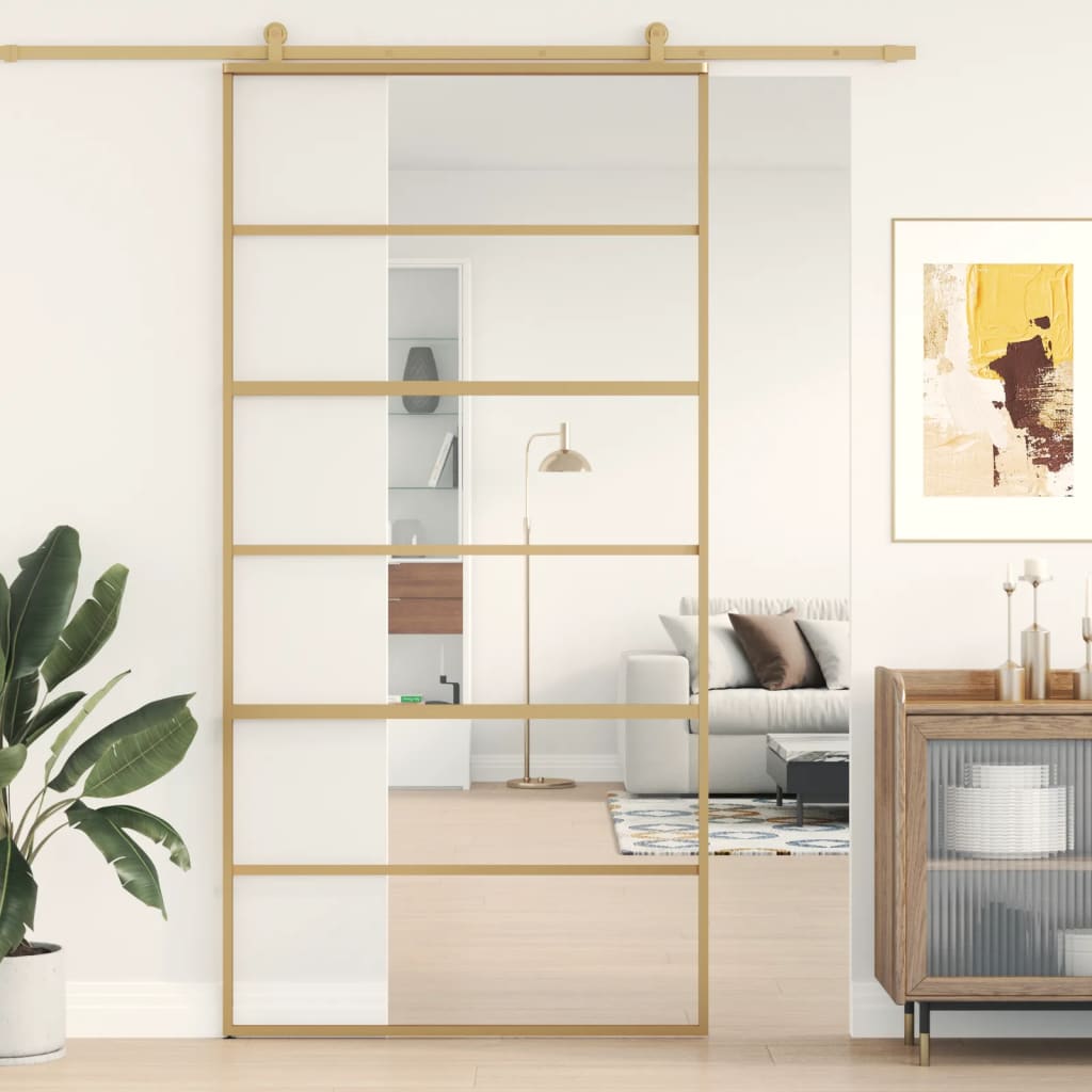 Schiebetür En 102,5X205 Cm Esg-Klarglas Und Aluminium