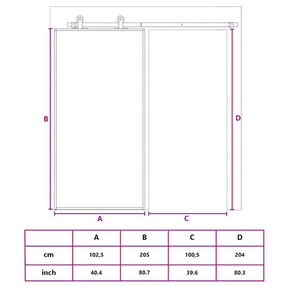 Schiebetür Golden 102,5X205 Cm Matt Esg-Glas Und Aluminium