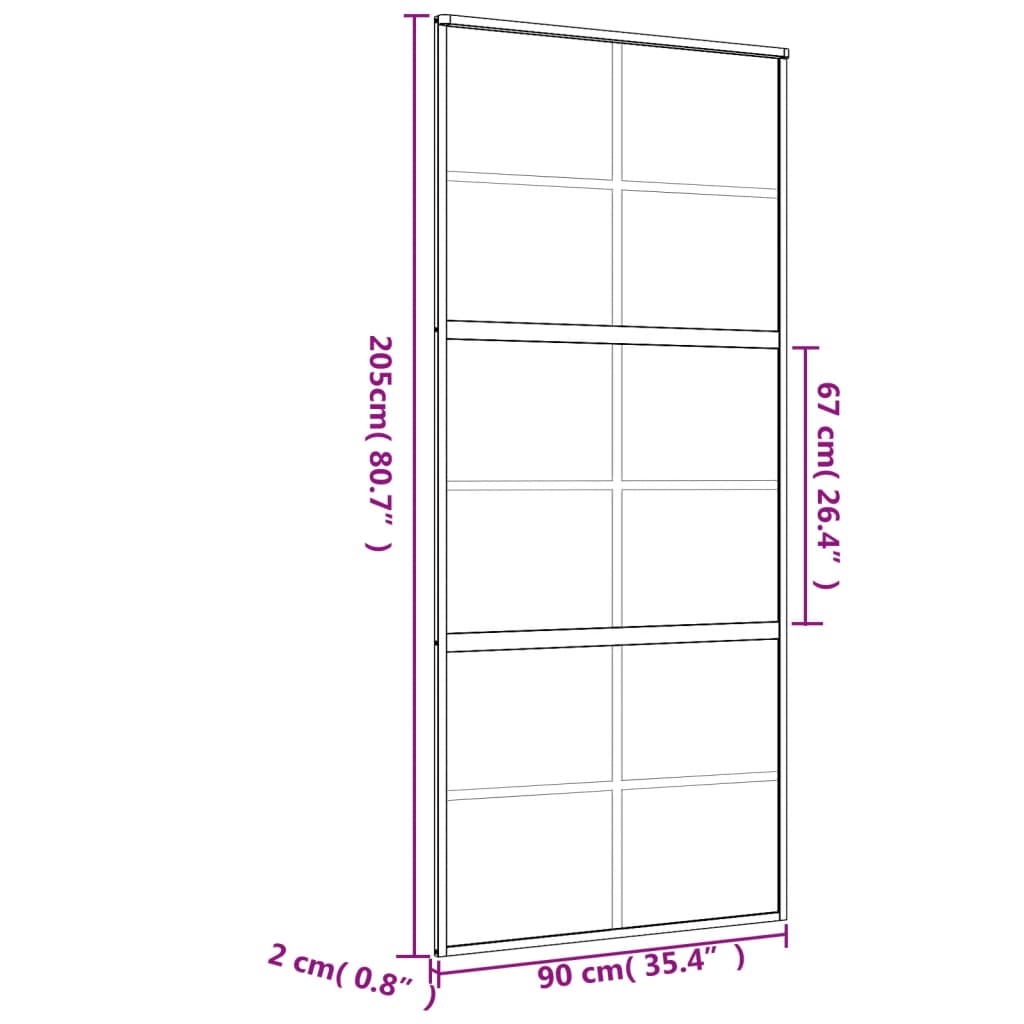 Schiebetür En 90X205 Cm Esg-Klarglas Und Aluminium