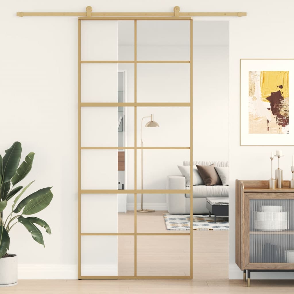 Schiebetür En 90X205 Cm Esg-Klarglas Und Aluminium