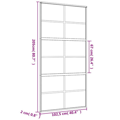 Schiebetür En 102,5X205 Cm Esg-Klarglas Und Aluminium