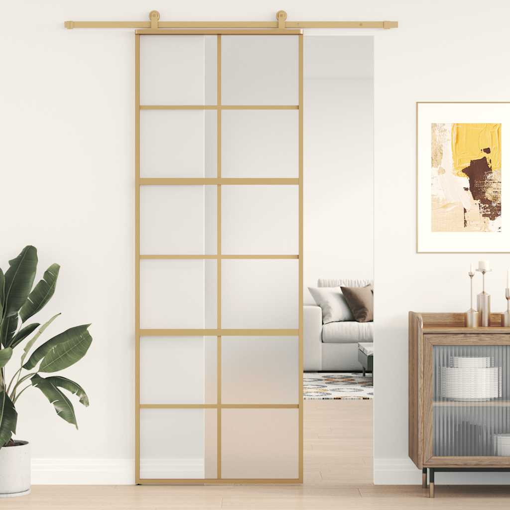Schiebetür Golden 76X205 Cm Matt Esg-Glas Und Aluminium