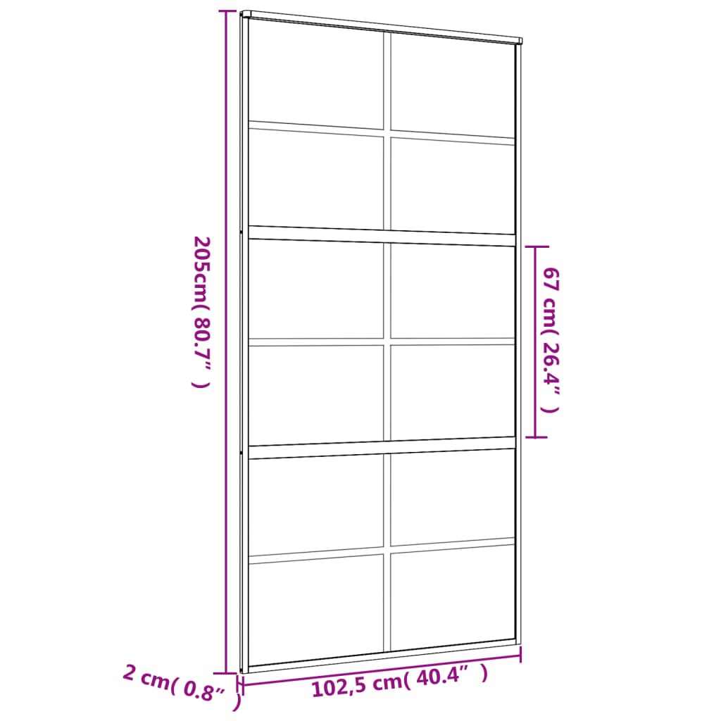 Schiebetür Golden 102,5X205 Cm Matt Esg-Glas Und Aluminium