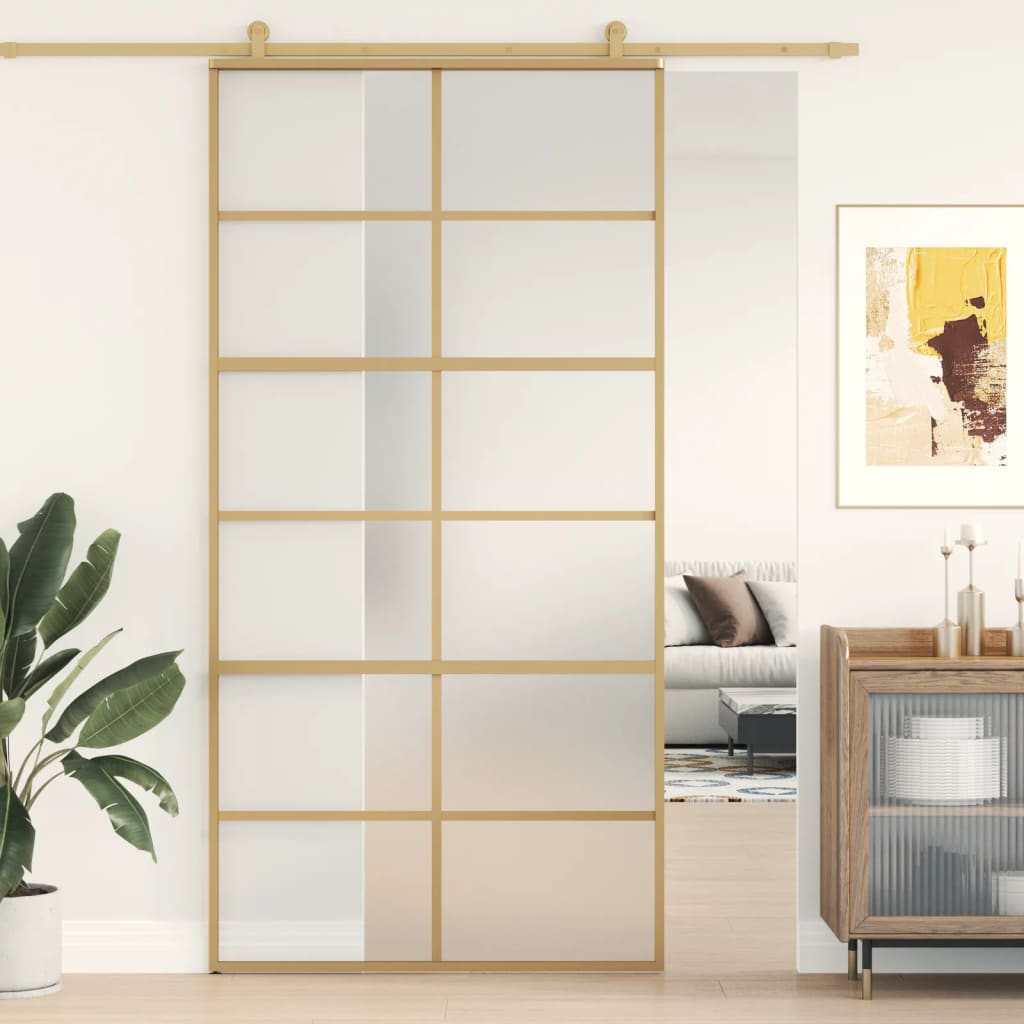 Schiebetür Golden 102,5X205 Cm Matt Esg-Glas Und Aluminium