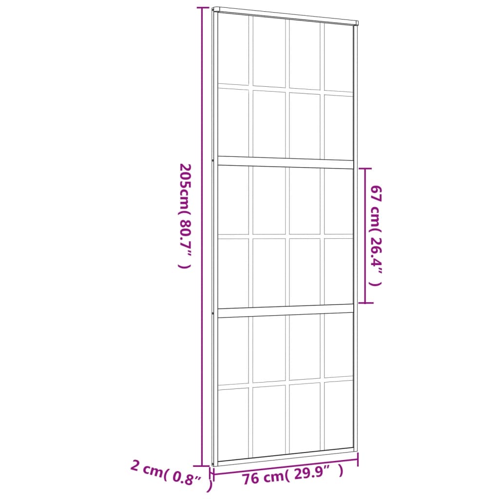 Schiebetür En 76X205 Cm Esg-Klarglas Und Aluminium