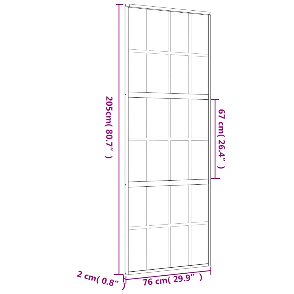 Schiebetür En 76X205 Cm Esg-Klarglas Und Aluminium