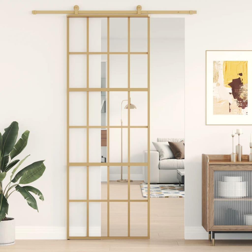 Schiebetür En 76X205 Cm Esg-Klarglas Und Aluminium