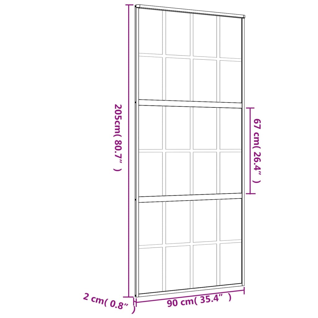 Schiebetür En 90X205 Cm Esg-Klarglas Und Aluminium