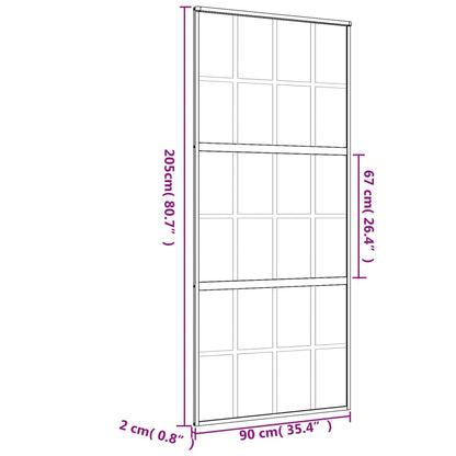 Schiebetür En 90X205 Cm Esg-Klarglas Und Aluminium