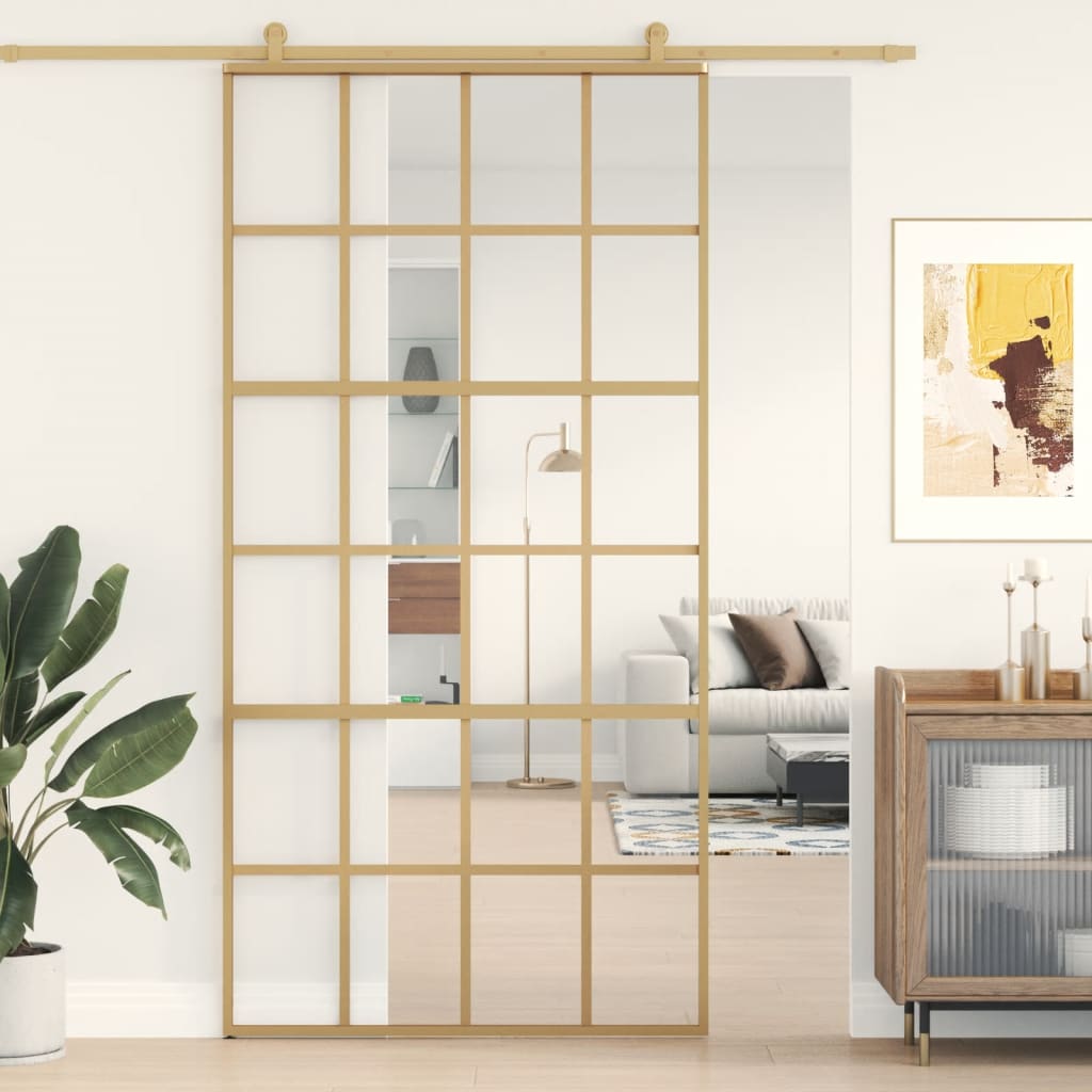Schiebetür En 102,5X205 Cm Esg-Klarglas Und Aluminium