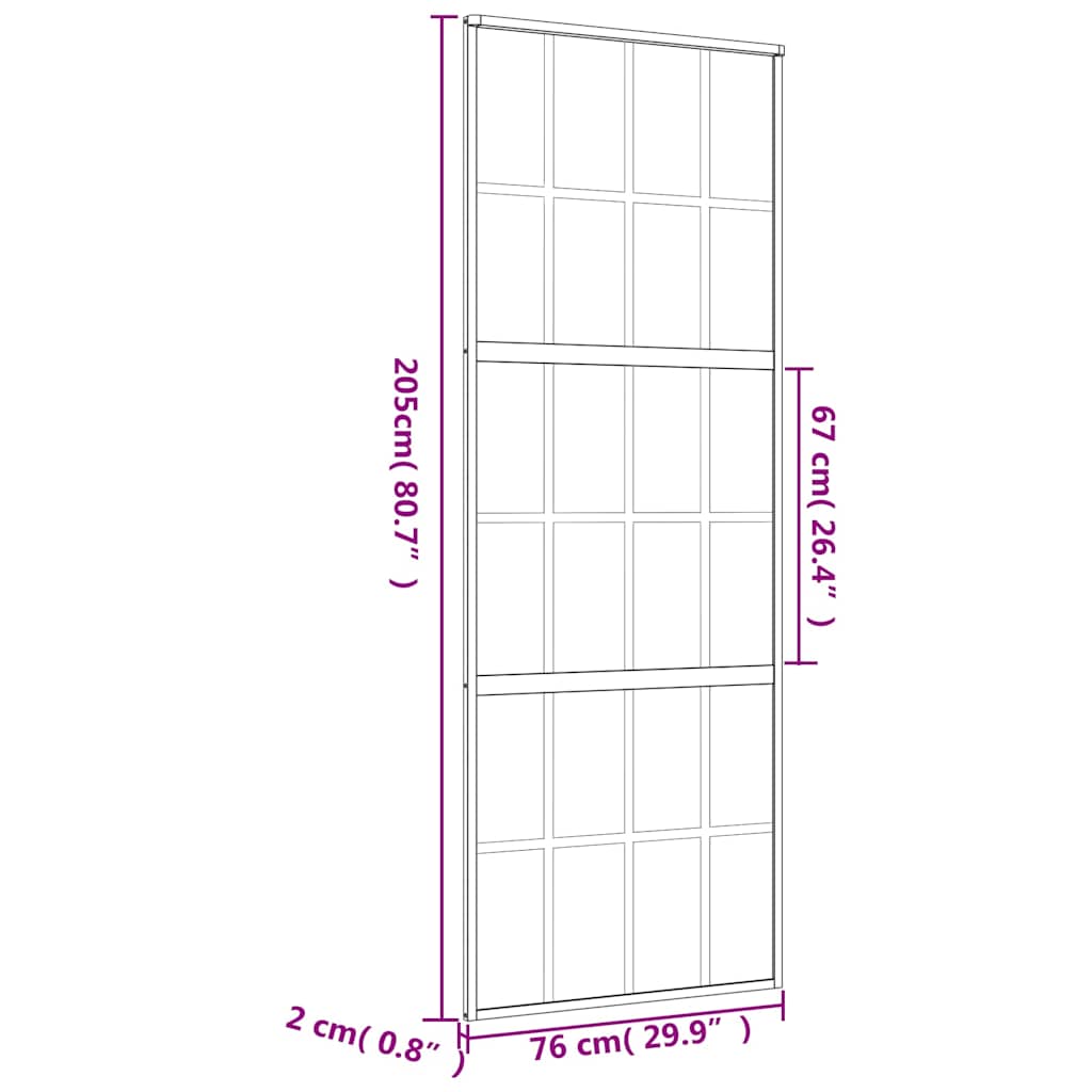 Schiebetür Golden 76X205 Cm Matt Esg-Glas Und Aluminium