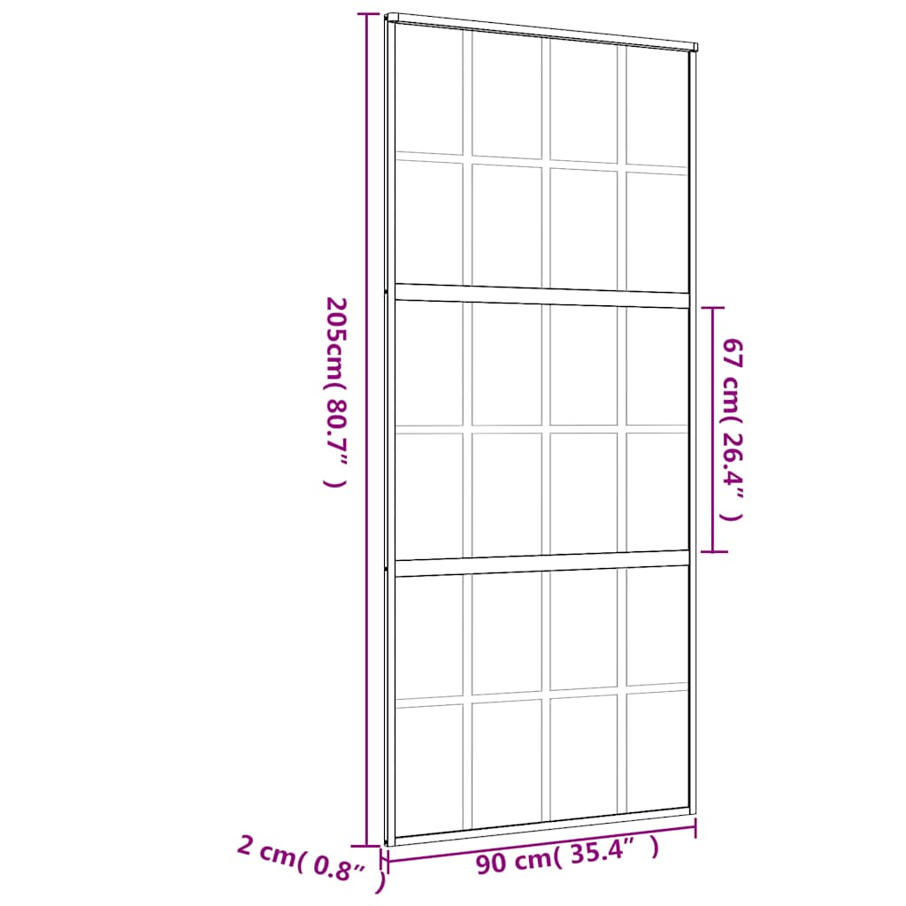 Schiebetür Golden 90X205 Cm Matt Esg-Glas Und Aluminium