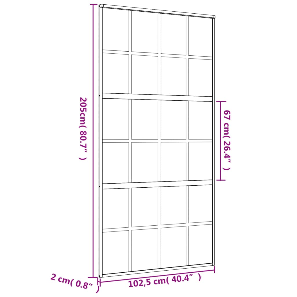 Schiebetür Golden 102,5X205 Cm Matt Esg-Glas Und Aluminium
