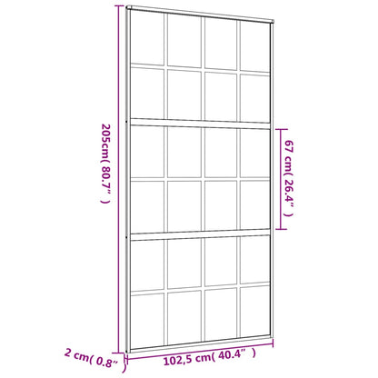 Schiebetür Golden 102,5X205 Cm Matt Esg-Glas Und Aluminium