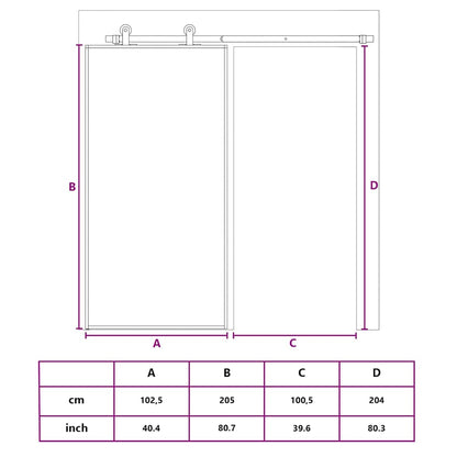 Schiebetür Golden 102,5X205 Cm Matt Esg-Glas Und Aluminium