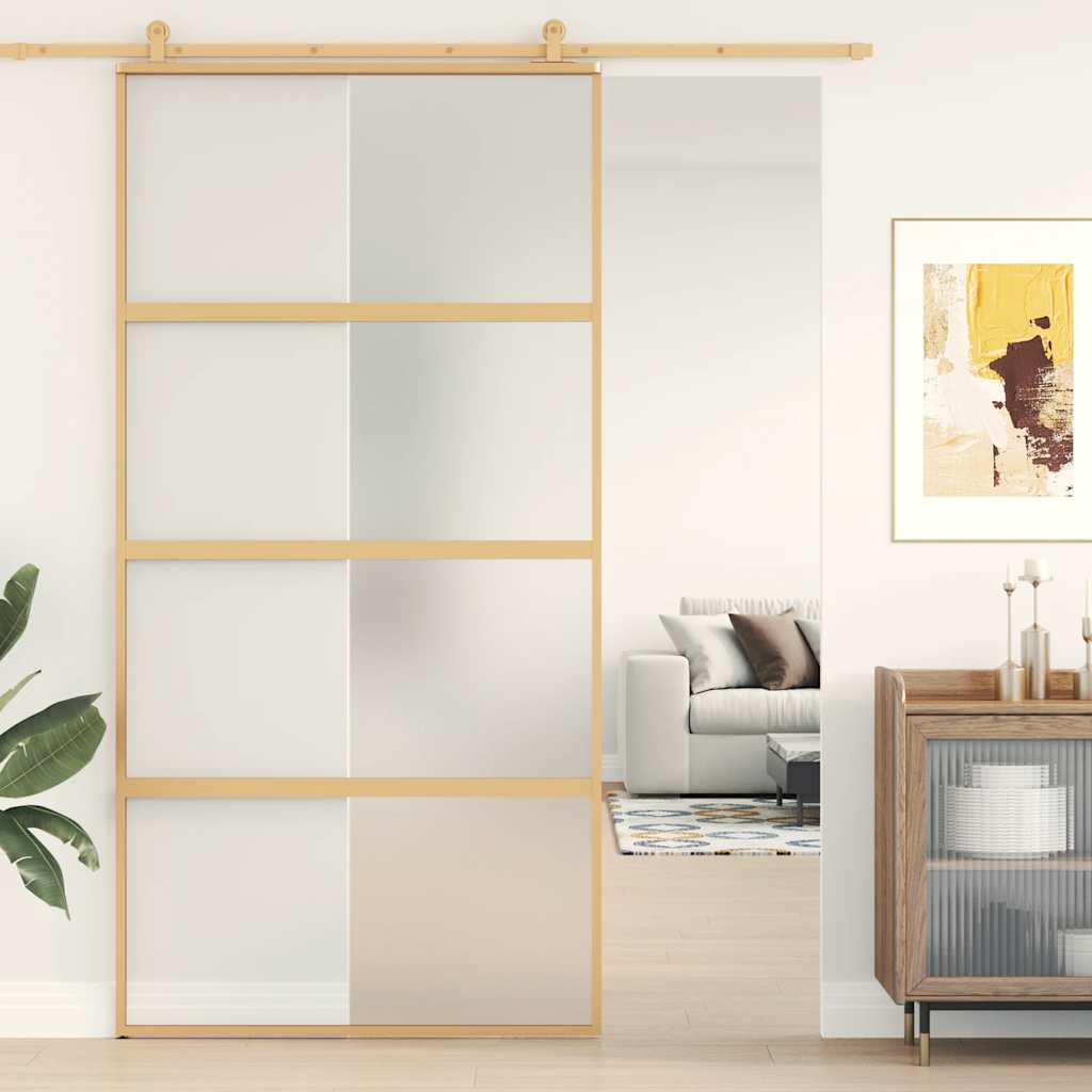Schiebetür 76X205 Cm Hartglas Und Aluminium