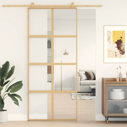 Schiebetür 102,5X205 Cm Hartglas Und Aluminium