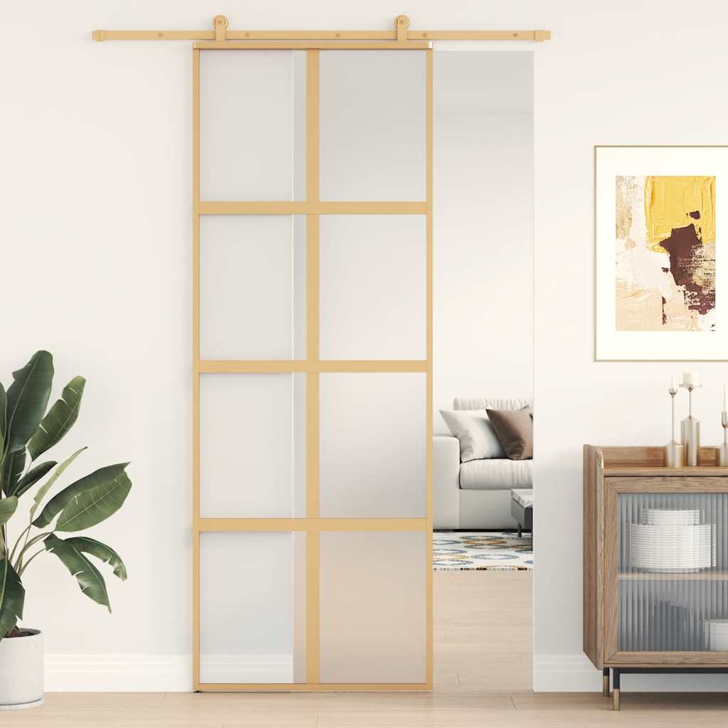 Schiebetür 102,5X205 Cm Hartglas Und Aluminium