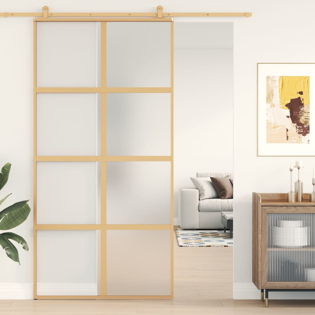 Schiebetür 102,5X205 Cm Hartglas Und Aluminium