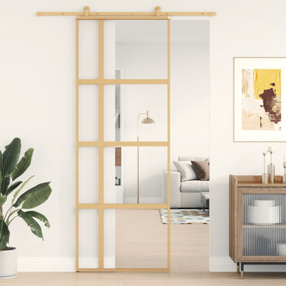 Schiebetür 76X205 Cm Hartglas Und Aluminium