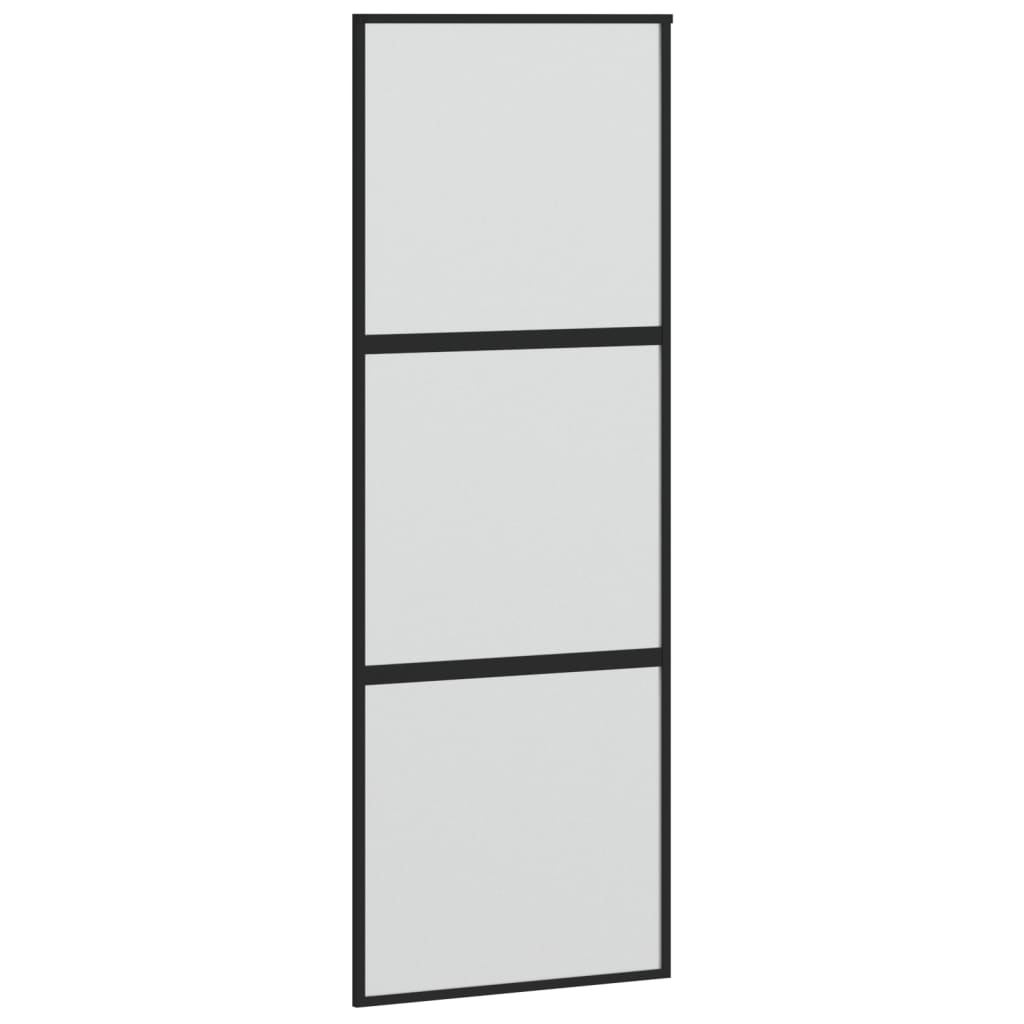 Schiebetür Schwarz 76X205 Cm Hartglas Und Aluminium