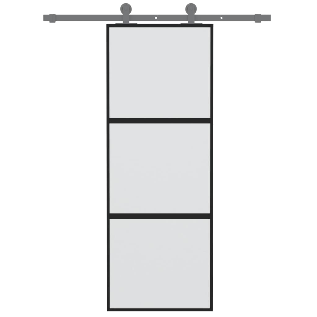 Schiebetür Schwarz 76X205 Cm Hartglas Und Aluminium