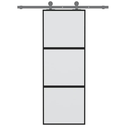 Schiebetür Schwarz 76X205 Cm Hartglas Und Aluminium
