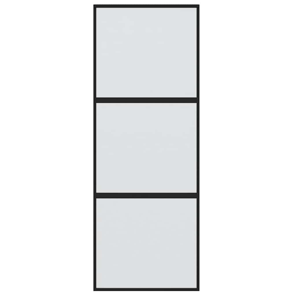 Schiebetür Schwarz 76X205 Cm Hartglas Und Aluminium