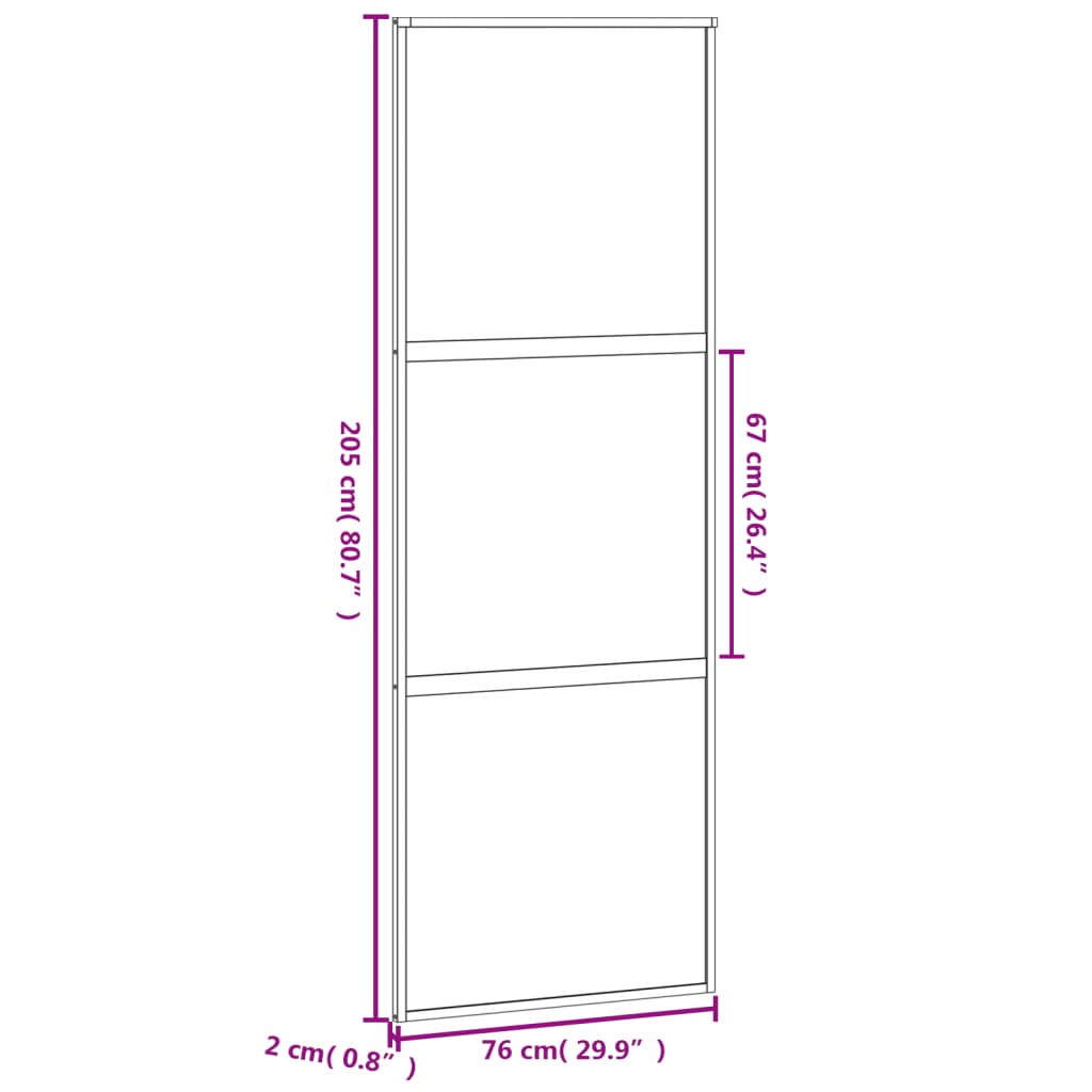 Schiebetür Schwarz 76X205 Cm Hartglas Und Aluminium