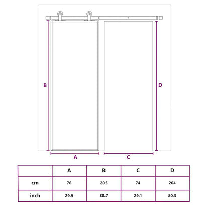 Schiebetür Schwarz 76X205 Cm Hartglas Und Aluminium