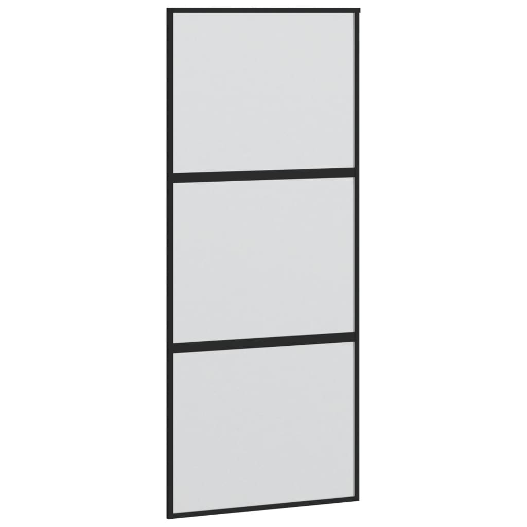 Schiebetür Schwarz 90X205 Cm Hartglas Und Aluminium