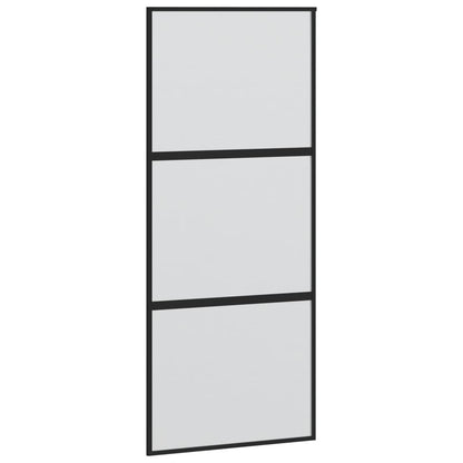 Schiebetür Schwarz 90X205 Cm Hartglas Und Aluminium