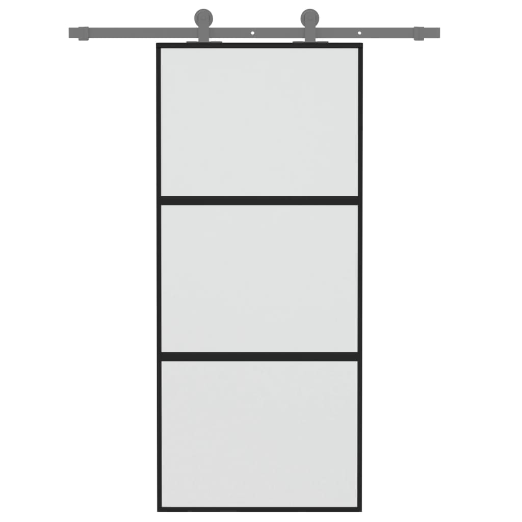 Schiebetür Schwarz 90X205 Cm Hartglas Und Aluminium
