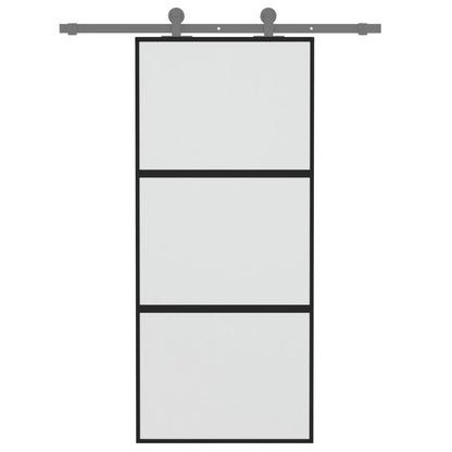 Schiebetür Schwarz 90X205 Cm Hartglas Und Aluminium