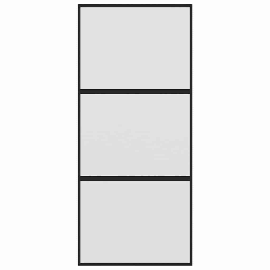 Schiebetür Schwarz 90X205 Cm Hartglas Und Aluminium