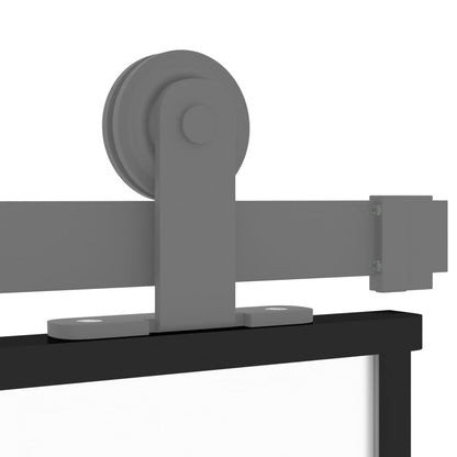 Schiebetür Schwarz 90X205 Cm Hartglas Und Aluminium