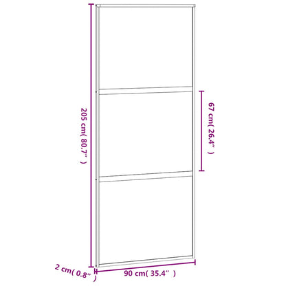Schiebetür Schwarz 90X205 Cm Hartglas Und Aluminium